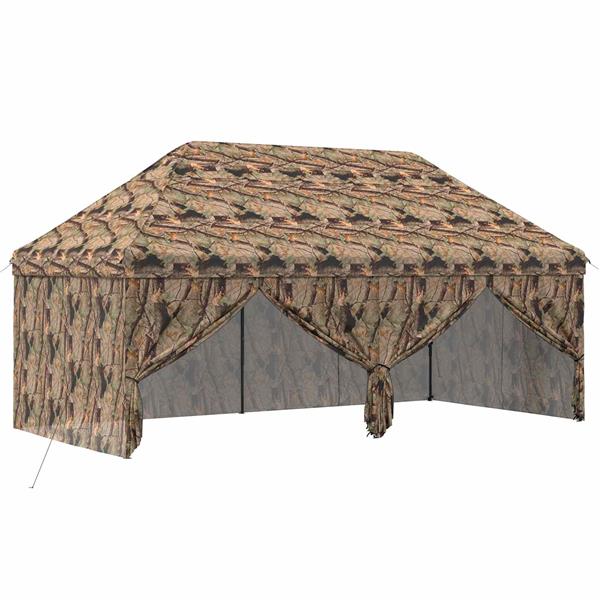 Grote foto vidaxl pop up gazebo met 4 zijwanden 3 x 6 m bos camouflage tuin en terras overige tuin en terras
