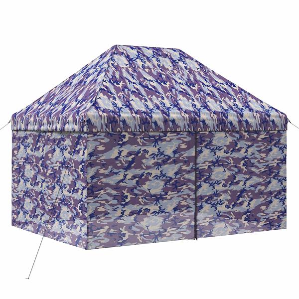 Grote foto vidaxl pop up gazebo met 4 zijwanden 2 9 x 4 3 m blauw camouflage tuin en terras overige tuin en terras