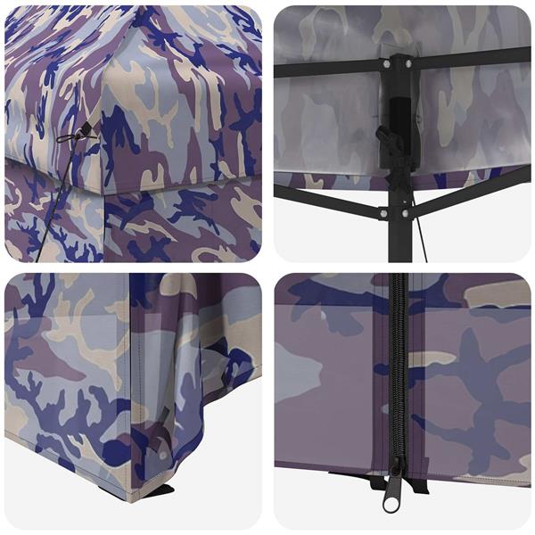 Grote foto vidaxl pop up gazebo met 4 zijwanden 2 95 x 4 1 m blauw camouflage tuin en terras overige tuin en terras