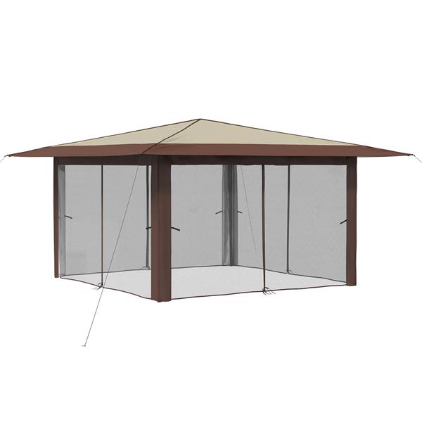 Grote foto vidaxl paviljoen met 4 zijwanden 4 x 4 m cr me en bruin tuin en terras overige tuin en terras