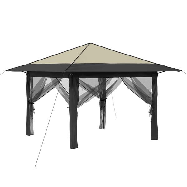 Grote foto vidaxl gazebo met 4 zijwanden cr me en antraciet tuin en terras overige tuin en terras