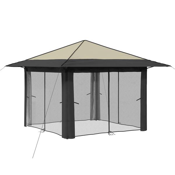 Grote foto vidaxl gazebo met 4 zijwanden cr me en antraciet tuin en terras overige tuin en terras