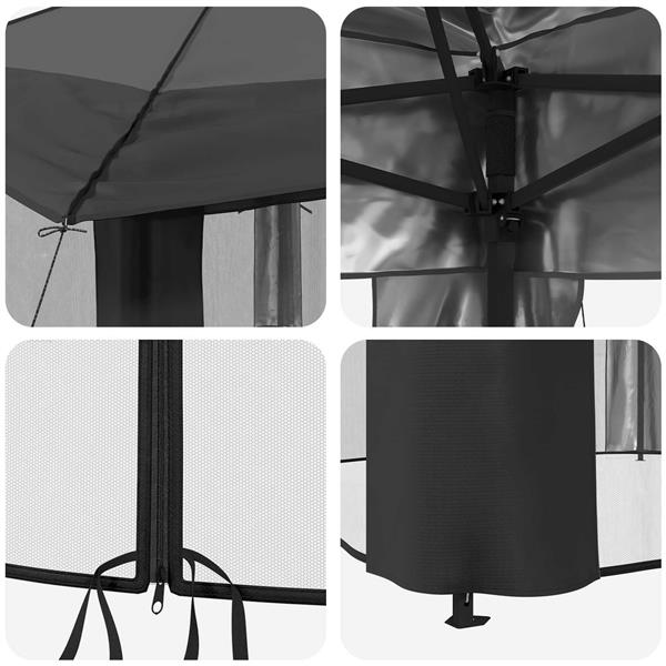Grote foto vidaxl gazebo met 4 zijwanden lichtgrijs en antracietkleurig tuin en terras overige tuin en terras