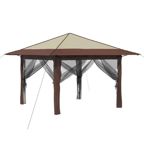 Grote foto vidaxl gazebo met 4 zijwanden cr me en bruin tuin en terras overige tuin en terras
