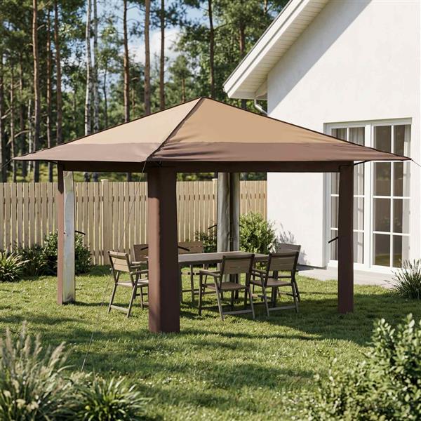 Grote foto vidaxl gazebo zonder zijwand beige en bruin tuin en terras overige tuin en terras