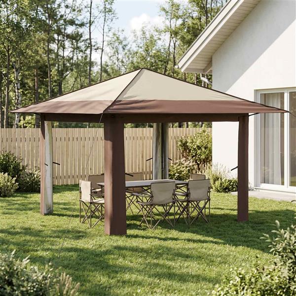 Grote foto vidaxl gazebo zonder zijwand cr me en bruin tuin en terras overige tuin en terras