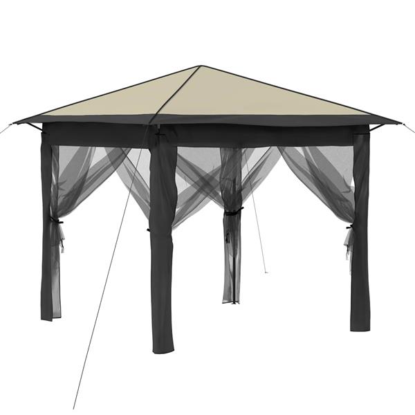 Grote foto vidaxl gazebo met 4 zijwanden 2 6 x 2 6 m cr me en antraciet tuin en terras overige tuin en terras