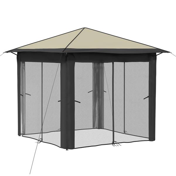Grote foto vidaxl gazebo met 4 zijwanden 2 6 x 2 6 m cr me en antraciet tuin en terras overige tuin en terras