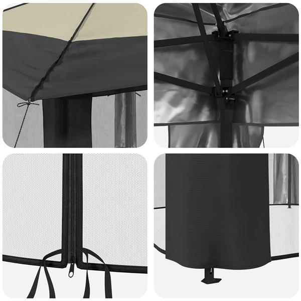 Grote foto vidaxl gazebo met 4 zijwanden 2 6 x 2 6 m cr me en antraciet tuin en terras overige tuin en terras