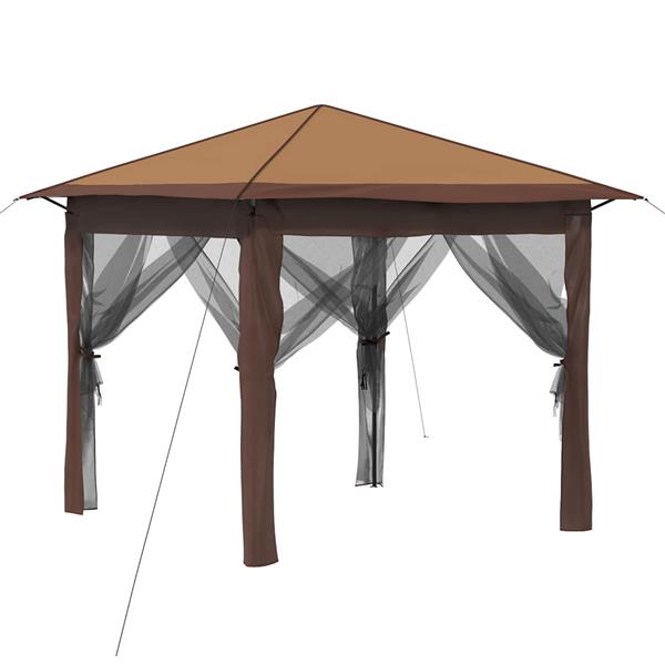 Grote foto vidaxl gazebo met 4 zijwanden 2 6 x 2 6 m beige en bruin tuin en terras overige tuin en terras