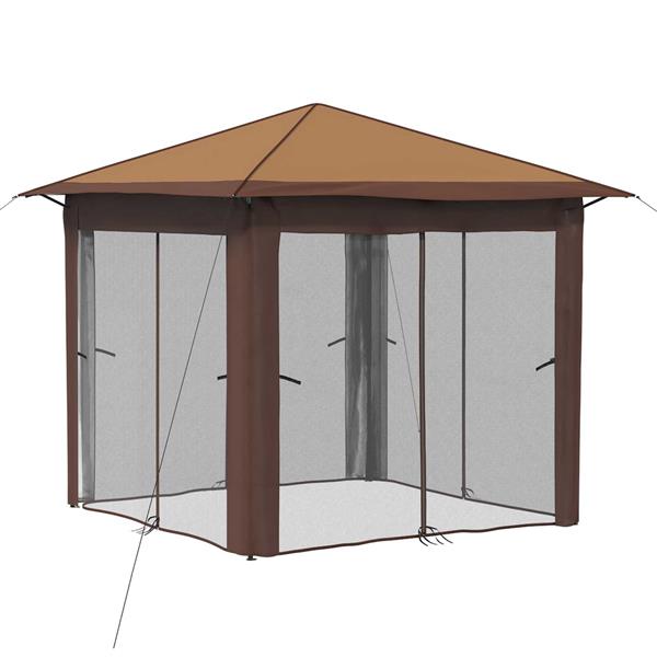 Grote foto vidaxl gazebo met 4 zijwanden 2 6 x 2 6 m beige en bruin tuin en terras overige tuin en terras