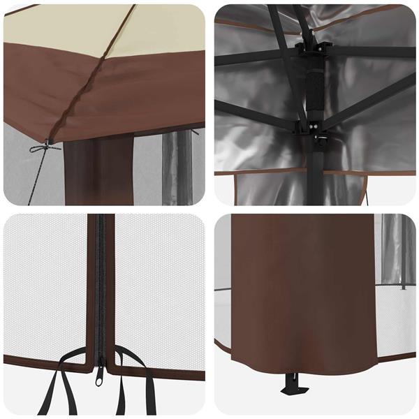 Grote foto vidaxl gazebo met 4 zijwanden 2 6 x 2 6 m cr me en bruin tuin en terras overige tuin en terras