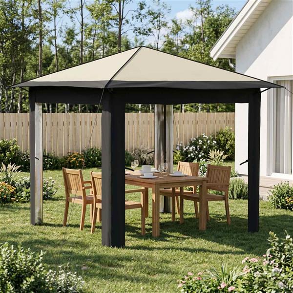 Grote foto vidaxl gazebo zonder zijwand 2 6 x 2 6 m cr me en antraciet tuin en terras overige tuin en terras
