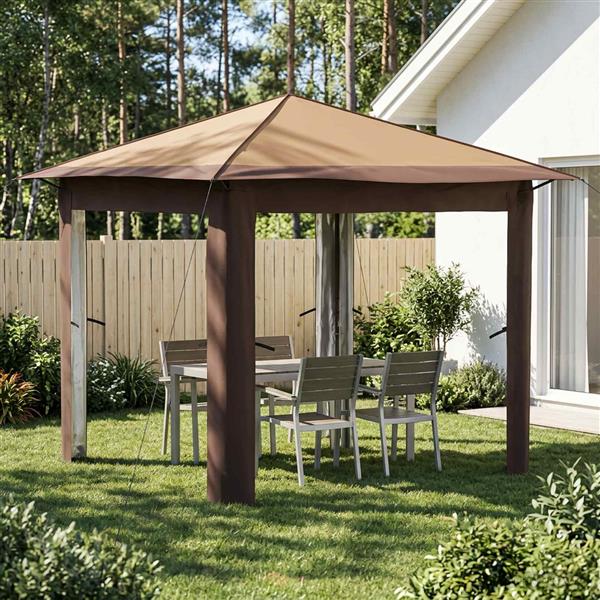 Grote foto vidaxl gazebo zonder zijwand 2 6 x 2 6 m beige en bruin tuin en terras overige tuin en terras