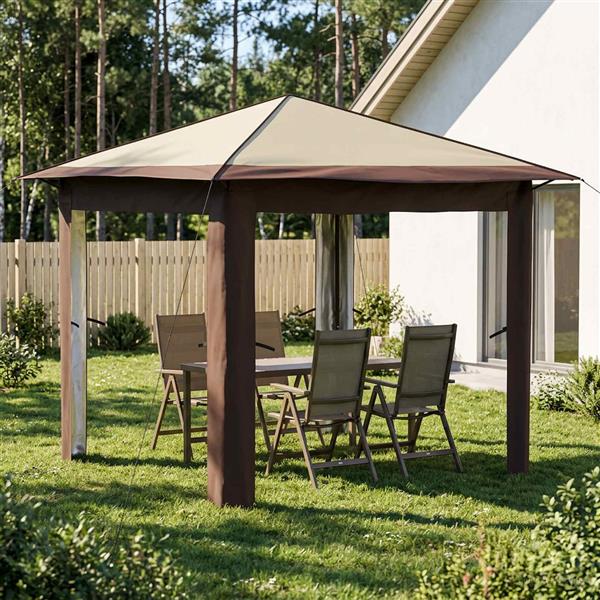 Grote foto vidaxl gazebo zonder zijwand 2 6 x 2 6 m cr me en bruin tuin en terras overige tuin en terras