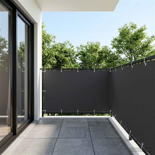 Grote foto vidaxl balkonscherm 1 5 x 15 m stof met pu coating zwart tuin en terras overige tuin en terras