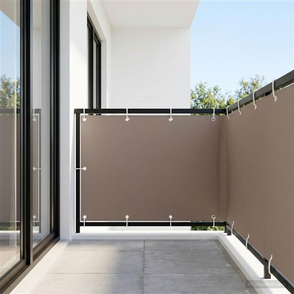Grote foto vidaxl balkonscherm 1 5 x 15 m stof met pu coating taupe tuin en terras overige tuin en terras