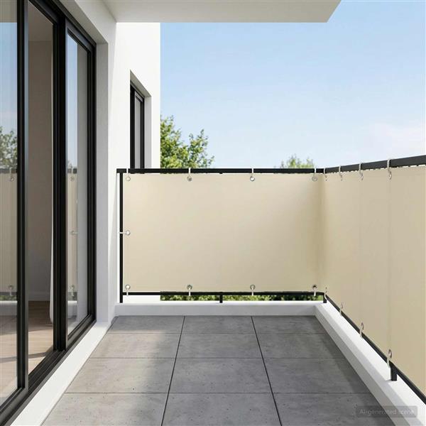 Grote foto vidaxl balkonscherm 1 5 x 15 m stof met pu coating cr mekleurig tuin en terras overige tuin en terras
