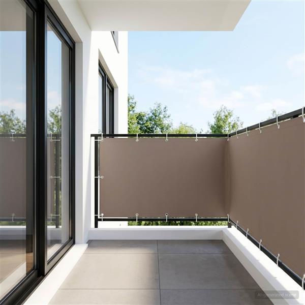 Grote foto vidaxl balkonscherm 1 2 x 25 m stof met pu coating taupe tuin en terras overige tuin en terras