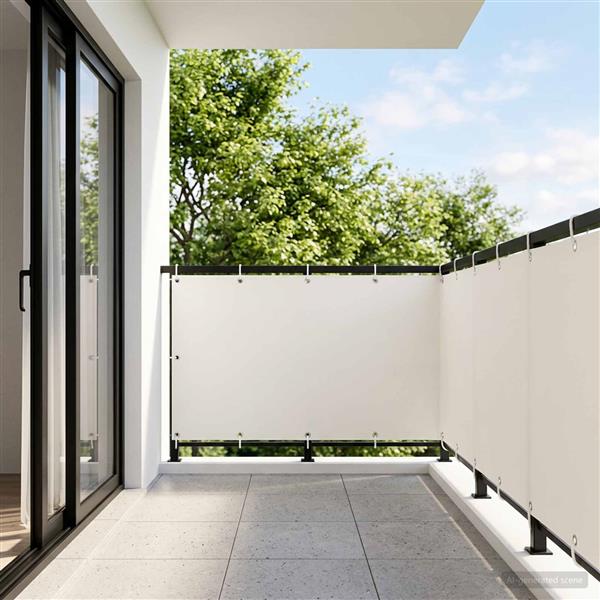 Grote foto vidaxl balkonscherm 1 2 x 25 m stof met pu coating wit tuin en terras overige tuin en terras
