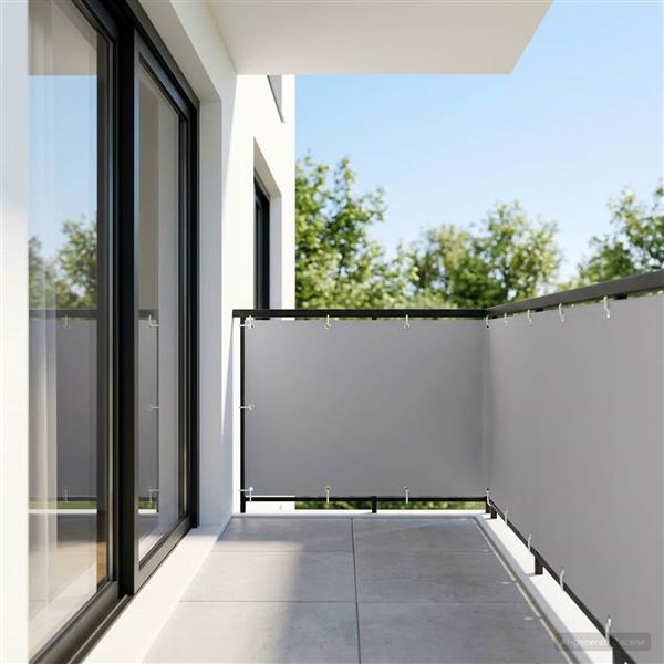 Grote foto vidaxl balkonscherm 1 2 x 25 m stof met pu coating lichtgrijs tuin en terras overige tuin en terras