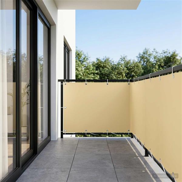 Grote foto vidaxl balkonscherm 1 2 x 15 m stof met pu coating beige tuin en terras overige tuin en terras