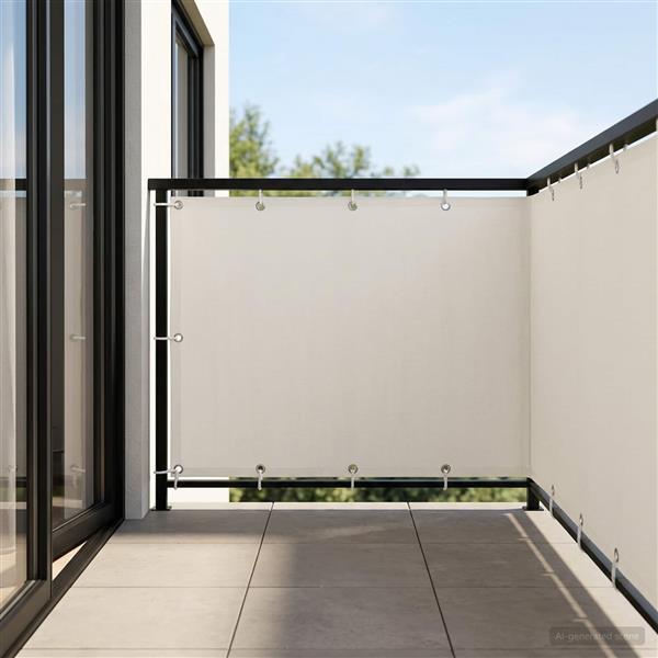 Grote foto vidaxl balkonscherm 1 2 x 15 m stof met pu coating wit tuin en terras overige tuin en terras