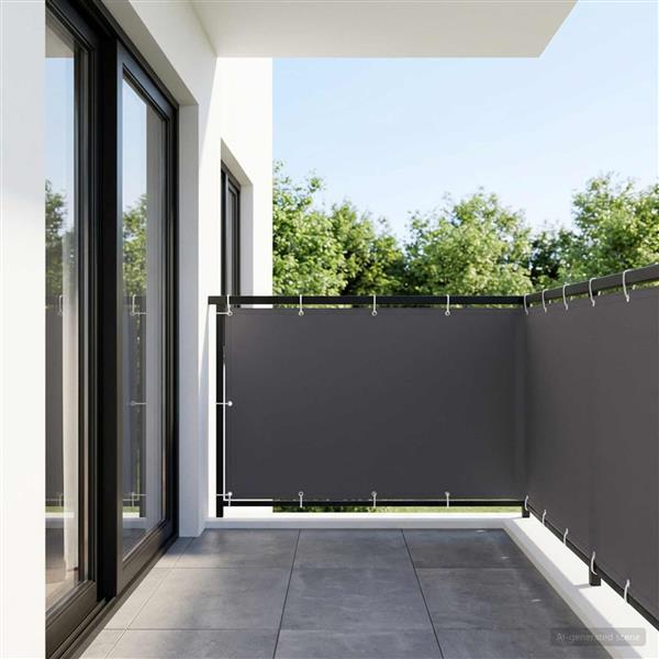 Grote foto vidaxl balkonscherm 1 2 x 15 m stof met pu coating antraciet tuin en terras overige tuin en terras