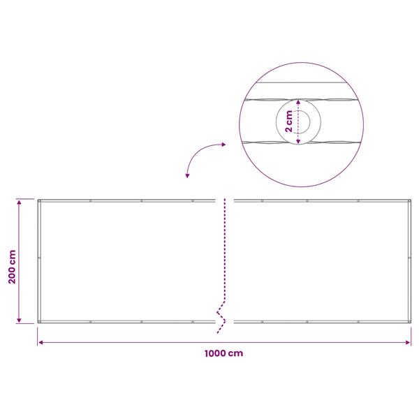 Grote foto vidaxl balkon privacy scherm 200 x 1000 cm stof met pu coating tuin en terras overige tuin en terras