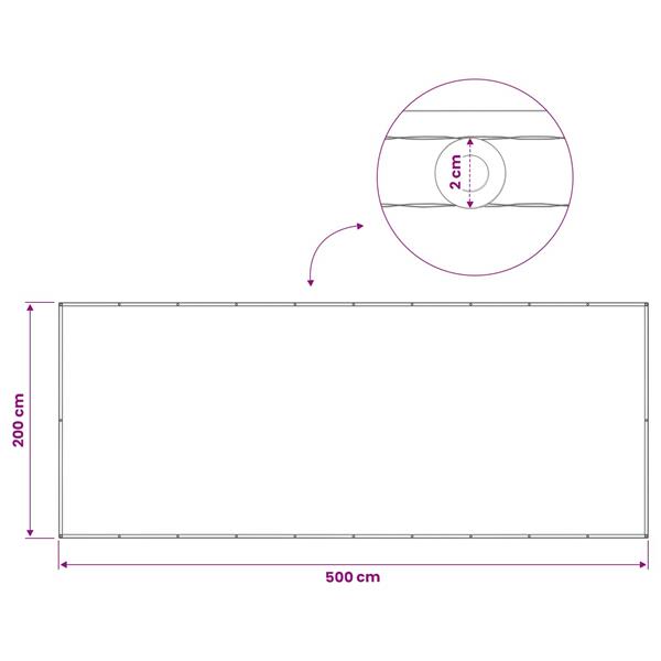 Grote foto vidaxl balkon privacy scherm 200 x 500 cm stof met pu coating tuin en terras overige tuin en terras