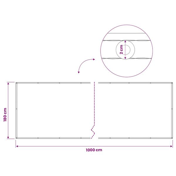 Grote foto vidaxl balkon privacy scherm 180 x 1000 cm stof met pu coating tuin en terras overige tuin en terras