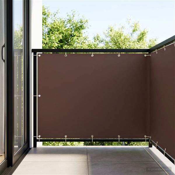 Grote foto vidaxl balkon privacy scherm 150 x 600 cm stof met pu coating bruin tuin en terras overige tuin en terras
