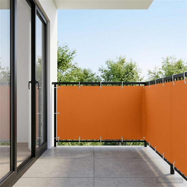 Grote foto vidaxl balkon privacy scherm 150 x 700 cm stof met pu coating oranje tuin en terras overige tuin en terras