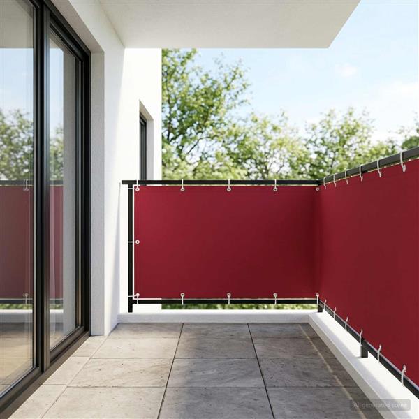 Grote foto vidaxl balkon privacy scherm 150 x 400 cm stof met pu coating rood tuin en terras overige tuin en terras