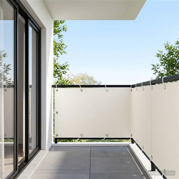 Grote foto vidaxl balkon privacy scherm 150 x 500 cm stof met pu coating wit tuin en terras overige tuin en terras