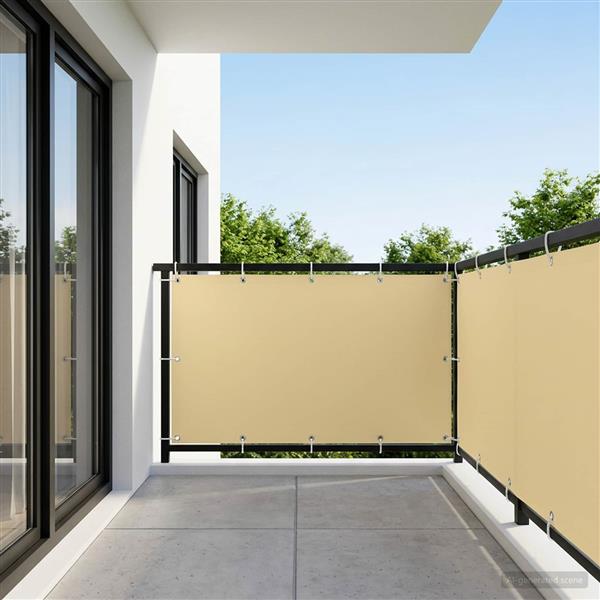 Grote foto vidaxl balkon privacy scherm 150 x 600 cm stof met pu coating zand tuin en terras overige tuin en terras
