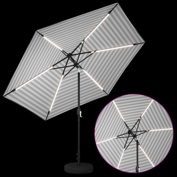 Grote foto vidaxl tuinparasol met led lampen en voet 300 x 300 cm polyester tuin en terras overige tuin en terras