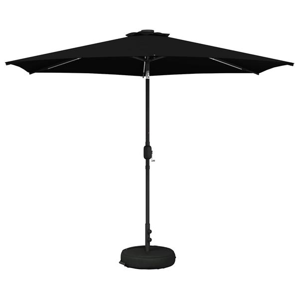 Grote foto vidaxl tuinparasol met led lampen en voet 300 x 300 cm polyester zwart tuin en terras overige tuin en terras