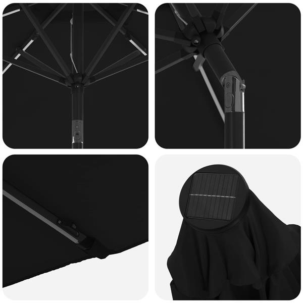 Grote foto vidaxl tuinparasol met led lampen en voet 300 x 300 cm polyester zwart tuin en terras overige tuin en terras