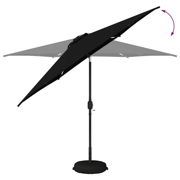 Grote foto vidaxl tuinparasol met led lampen en voet 300 x 300 cm polyester zwart tuin en terras overige tuin en terras