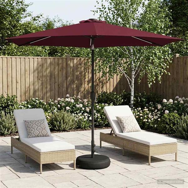 Grote foto vidaxl tuinparasol met led lampen en voet 300 x 300 cm polyester tuin en terras overige tuin en terras