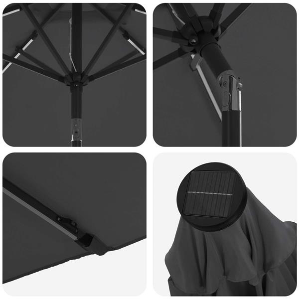 Grote foto vidaxl tuinparasol met led lampen en voet 300 x 300 cm polyester tuin en terras overige tuin en terras