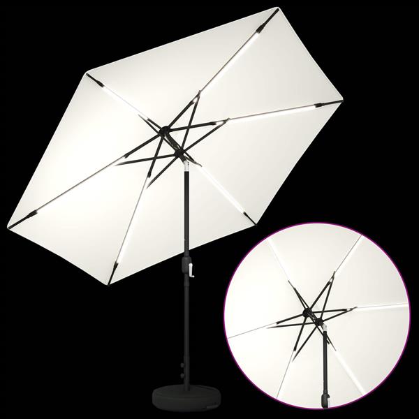 Grote foto vidaxl tuinparasol met led lampen en voet 300 x 300 cm polyester tuin en terras overige tuin en terras