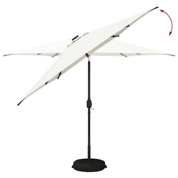 Grote foto vidaxl tuinparasol met led lampen en voet 300 x 300 cm polyester tuin en terras overige tuin en terras