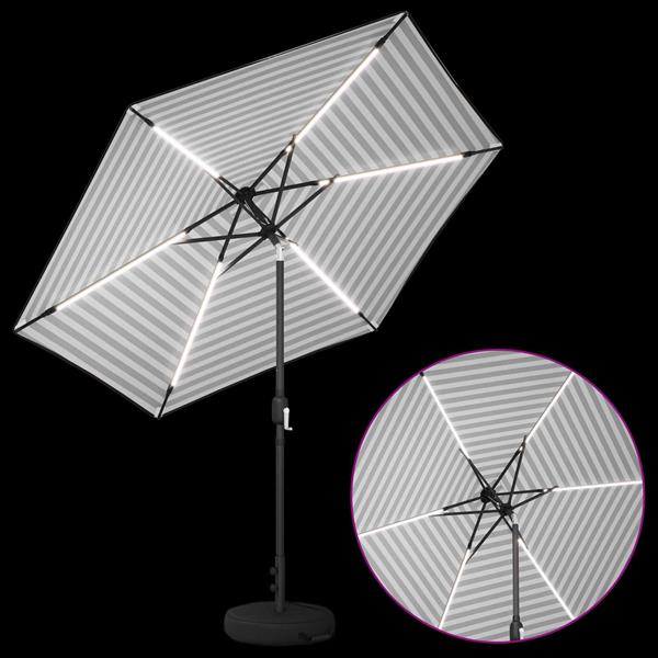 Grote foto vidaxl tuinparasol met led lampen en voet 270 x 270 cm polyester tuin en terras overige tuin en terras