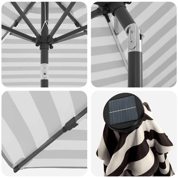 Grote foto vidaxl tuinparasol met led lampen en voet 270 x 270 cm polyester tuin en terras overige tuin en terras