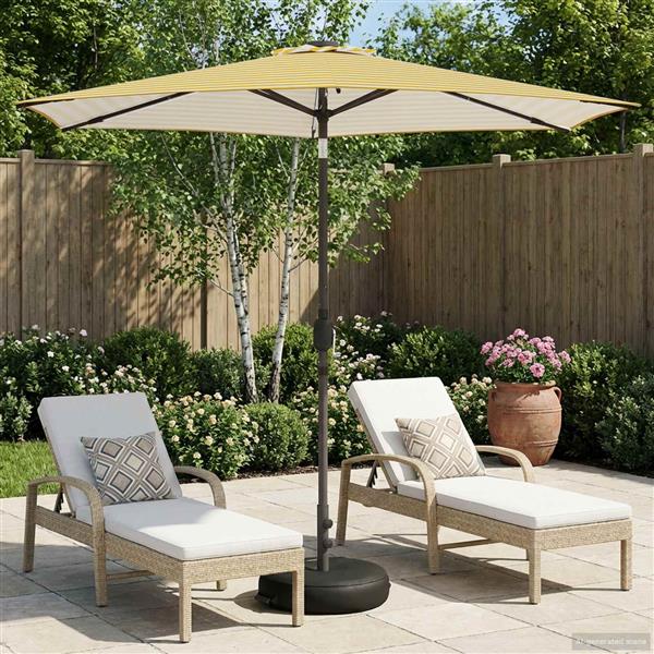 Grote foto vidaxl tuinparasol met led lampen en voet 270 x 270 cm polyester tuin en terras overige tuin en terras