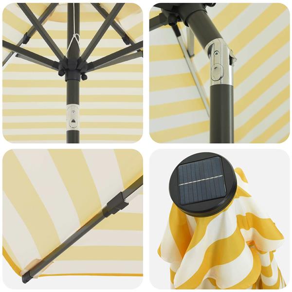 Grote foto vidaxl tuinparasol met led lampen en voet 270 x 270 cm polyester tuin en terras overige tuin en terras