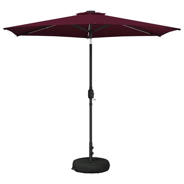 Grote foto vidaxl tuinparasol met led lampen en voet 270 x 270 cm polyester tuin en terras overige tuin en terras