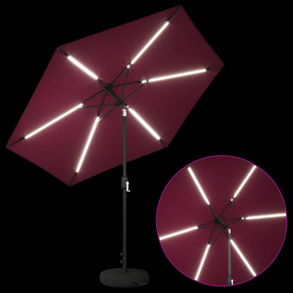 Grote foto vidaxl tuinparasol met led lampen en voet 270 x 270 cm polyester tuin en terras overige tuin en terras